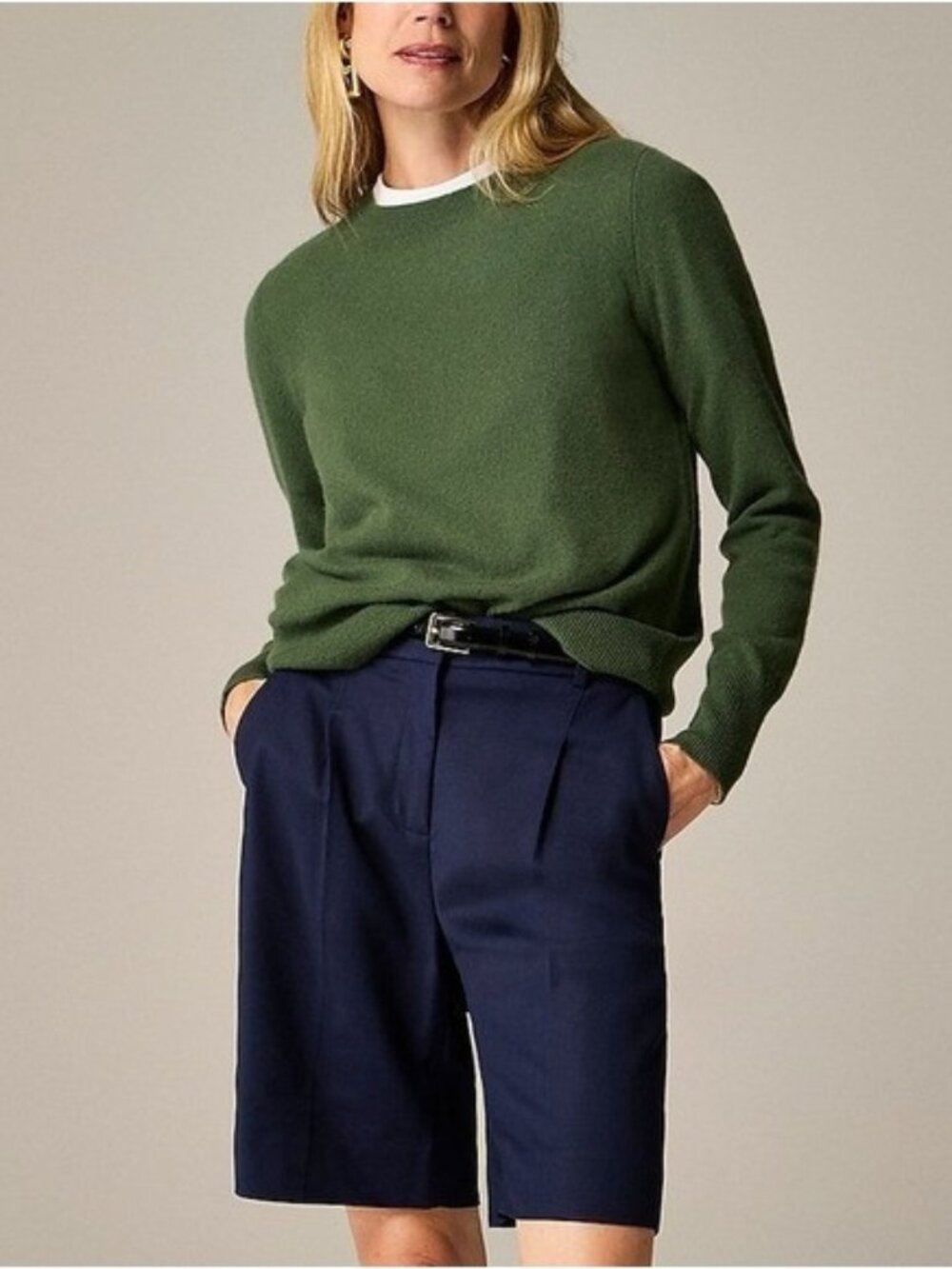 NWT J.Crew BA400 Cashmere Classic-fit Crewneck Sweater in Utility Green 2X